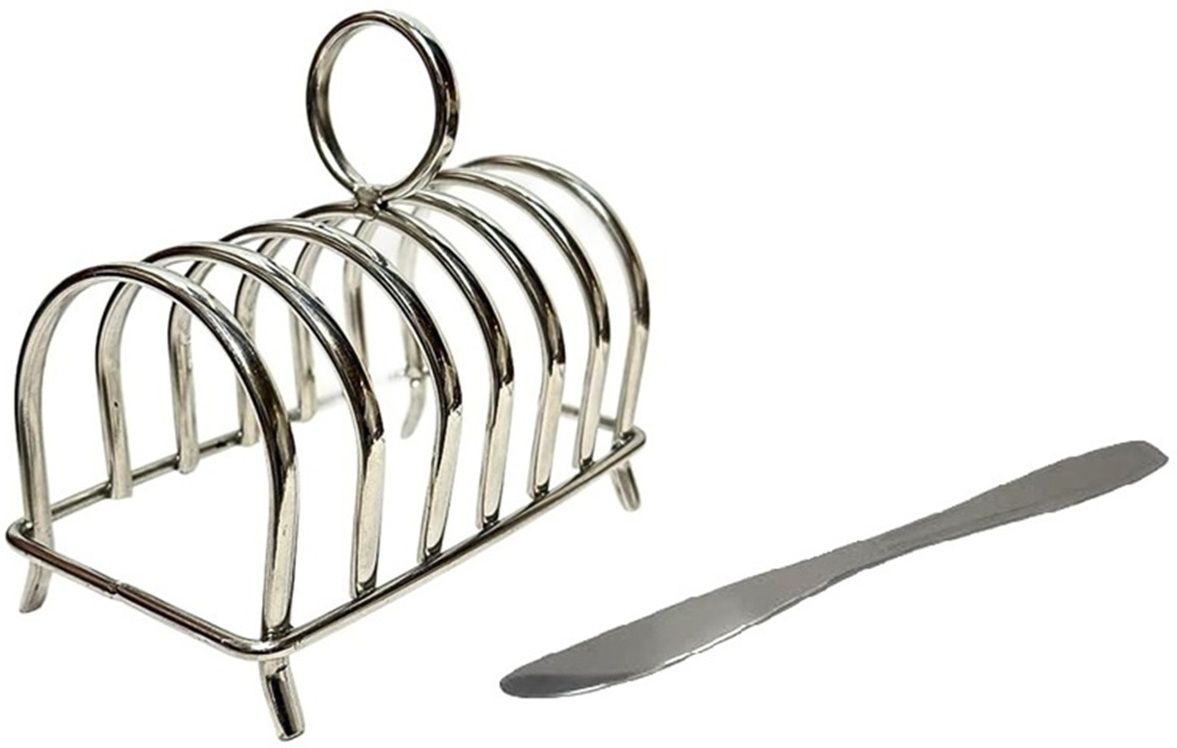 dynore ToastServe Duo Heavy Toast Rack & Butter Knife Set, Table Combo 6 Slice Toast Rack-picture-42