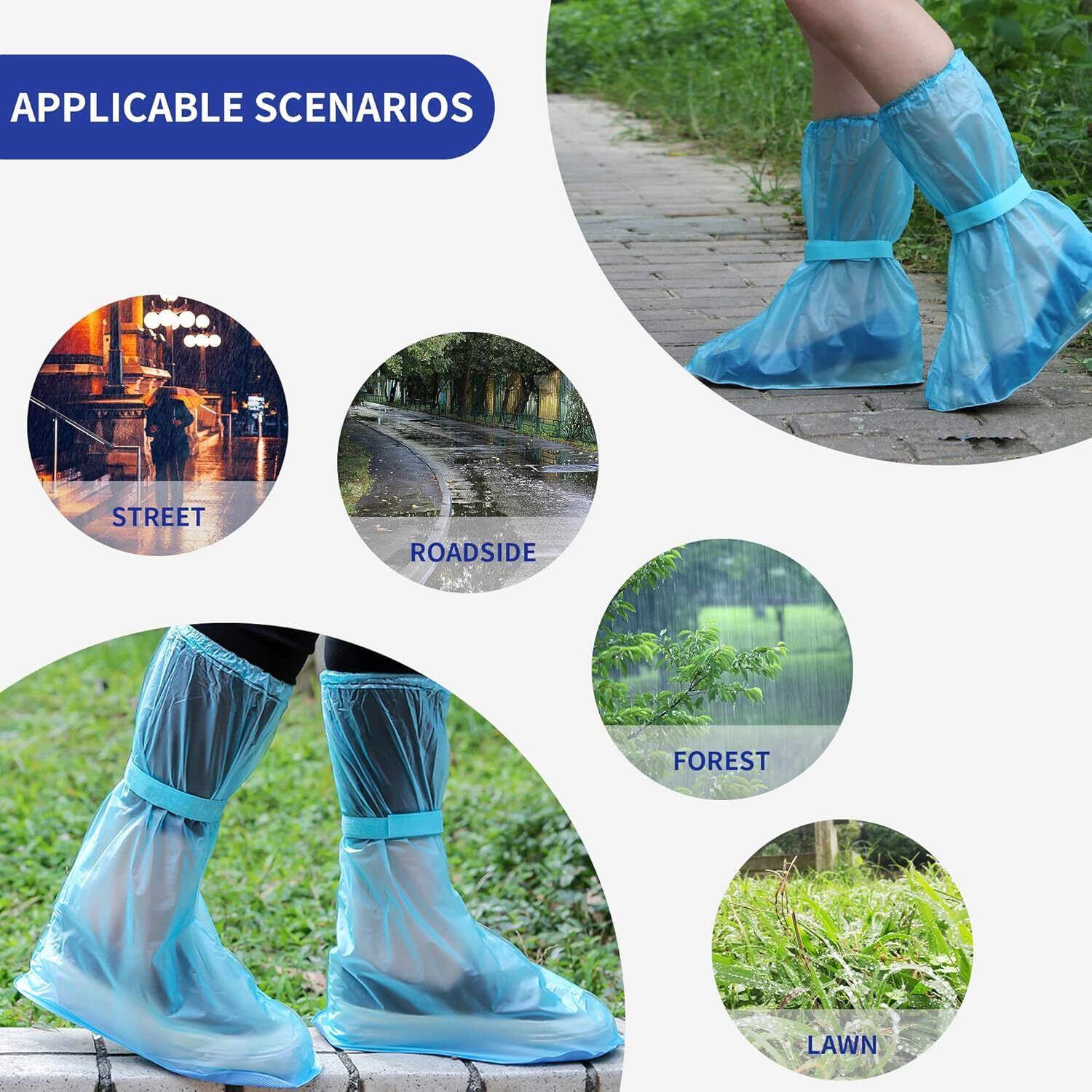 varni impex Waterproof Plastic Shoe Covers, Knee-High Rain Boot Covers with Elastic Top-picture-1