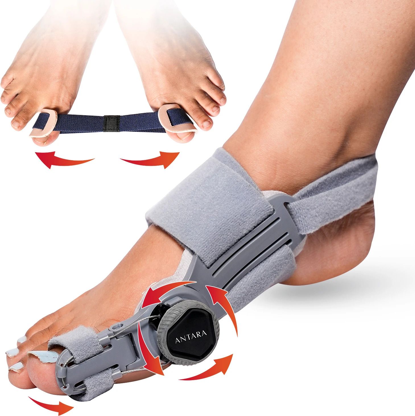 Orthopedic Toe Straightener Bunion Corrector with Adjustable Rotating Knob