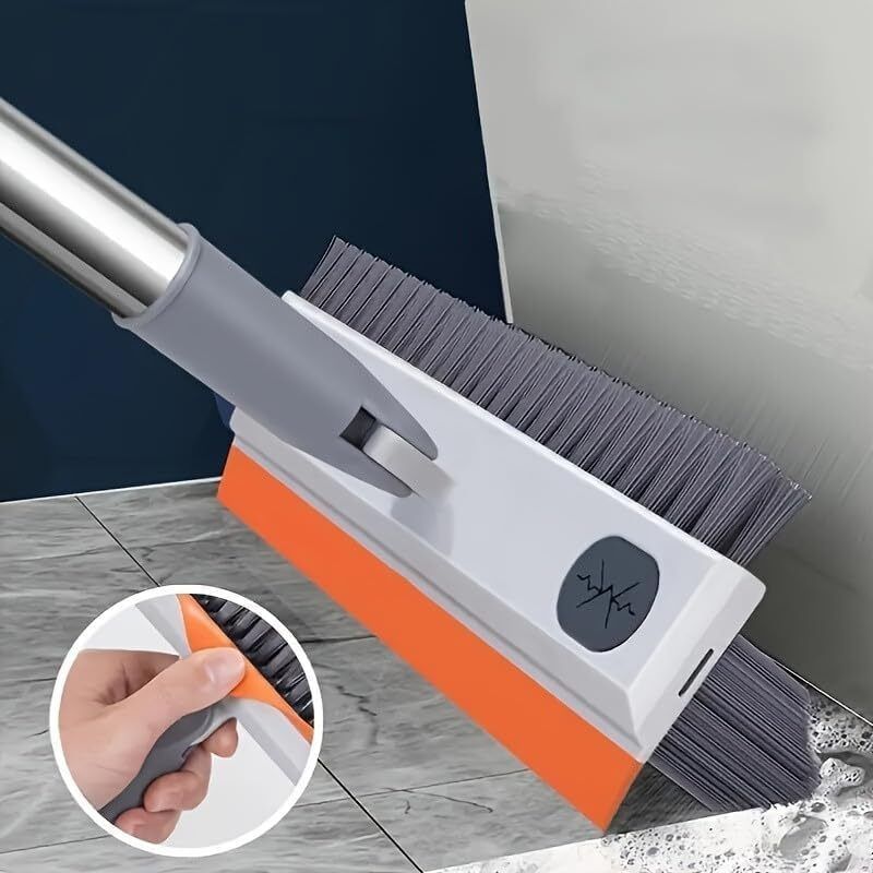 3 in 1 Toilet Bathroom Tiles Cleaning Brush with Wiper 180°Rotating Floor Scrub Microfibre Wet and Dry Brush-image-45