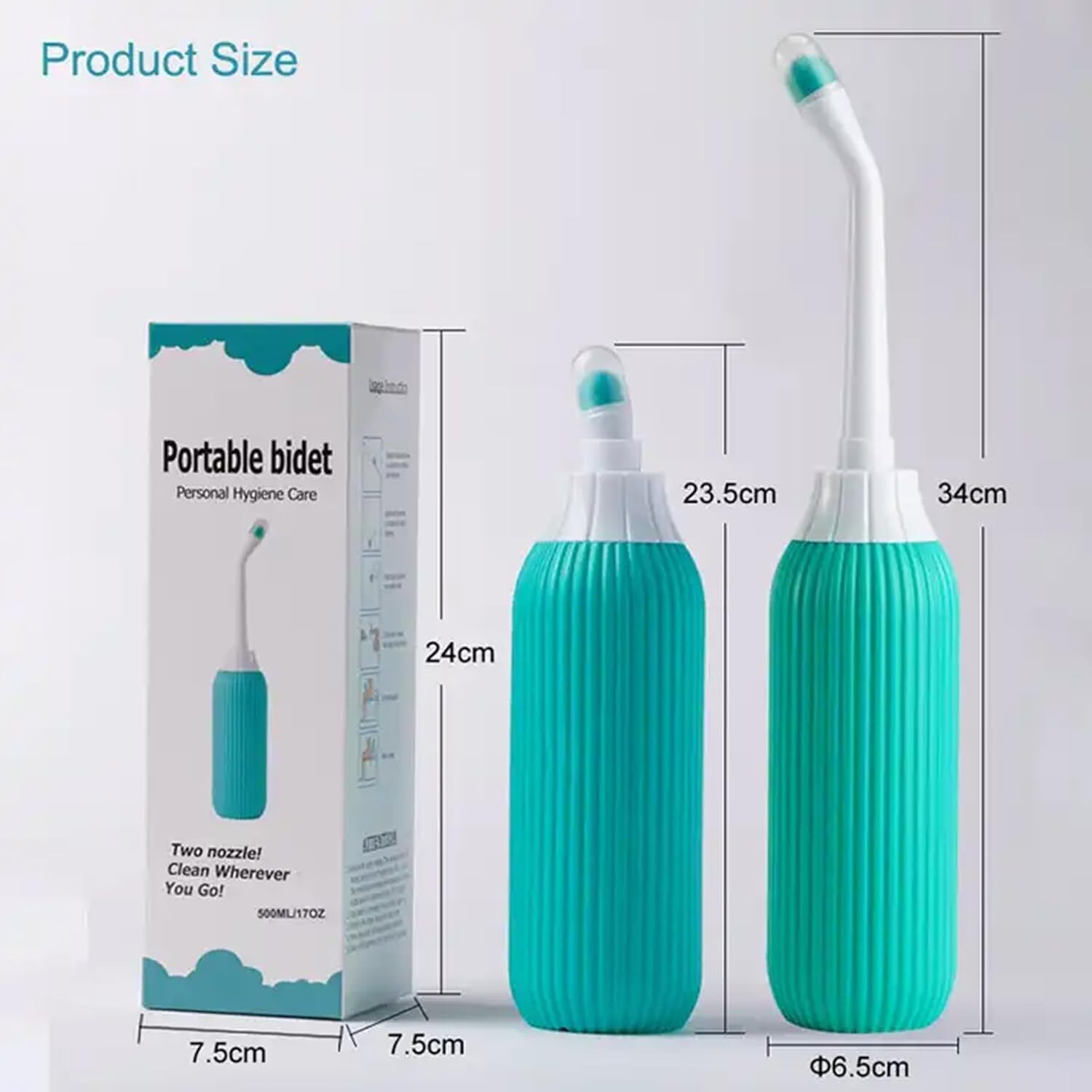 Portable bidet, Jet Spray for Toilet | Retractable, 2 angled Nozzles M50 Manual Bidets