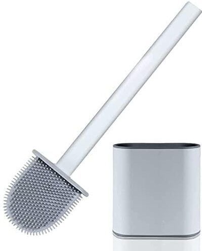 raghavam Silicone Toilet Brush with Holder, Wall Mounted Adhesive Installation with Holder-picture-25