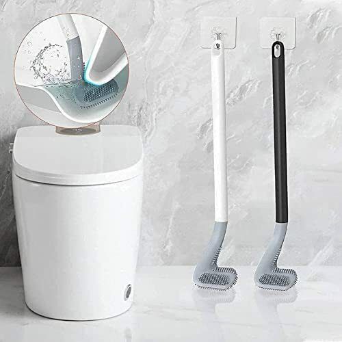 2 Pcs Golf Club Shaped Toilet Brush Long Handle Silicone Toilet Brush with Holder-image-31