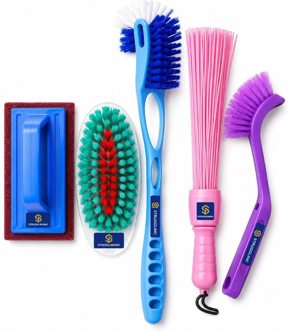 strugglinginc TOILET & BATHROOM CLEANING BRUSHES ( SET OF 5) (Multicolor)-picture-26