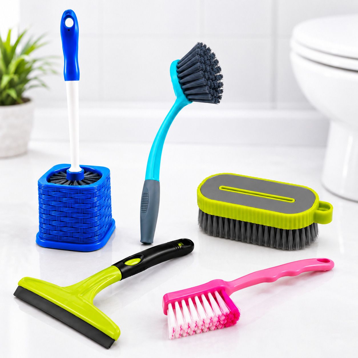 krishna creations Premium 5 Pcs Home Cleaning Set for Bathroom, Kitchen & Laundry with Holder-picture-21