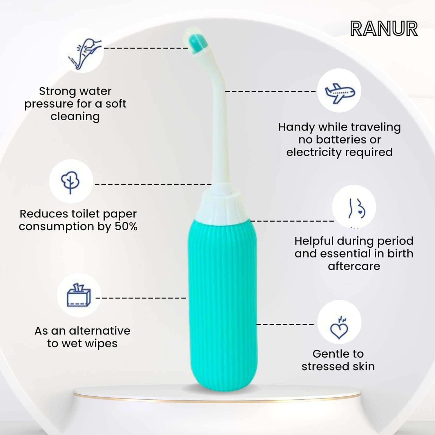 Portable bidet, Jet Spray for Toilet | Retractable, 2 angled Nozzles M81 Manual Bidets