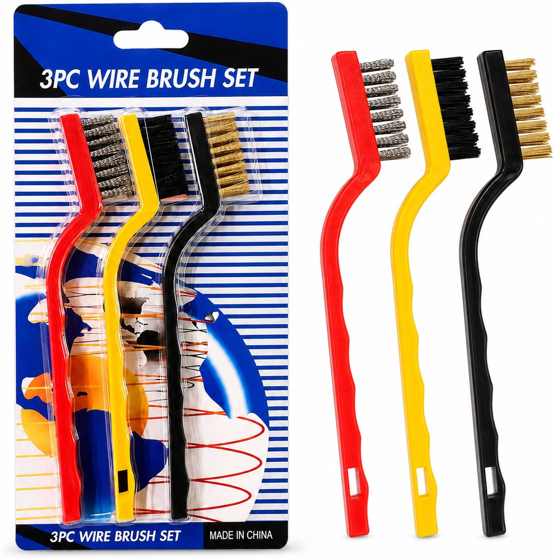 aviren 3 in One Cleaning Brush Set || Nylon, Iron Wire & Copper Wire Brushes-picture-36