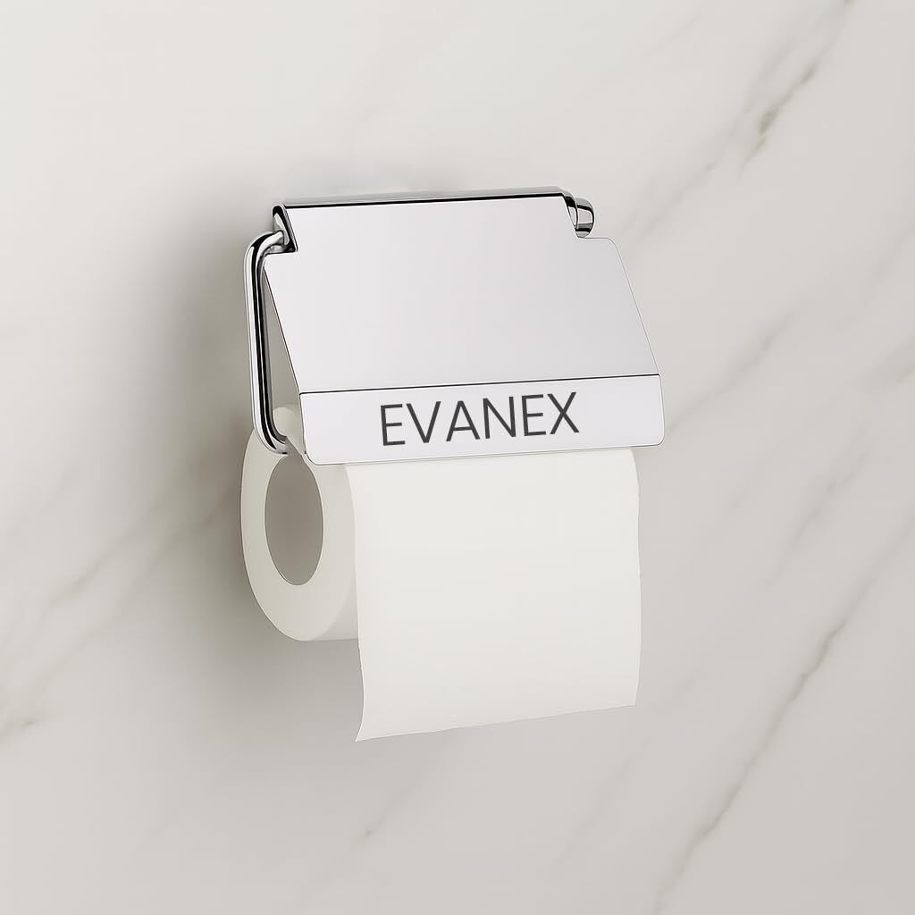 EVANEX Toilet Tissue Paper Holder with Cover | Bathroom Accessories Organizer Stainless Steel Toilet Paper Holder-image-16