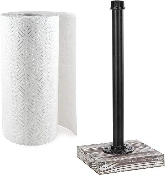 indian decor 21714 Industrial Pipe Design Paper Towel Roll Dispenser with Wood Base Paper Toilet Paper Holder-picture-22