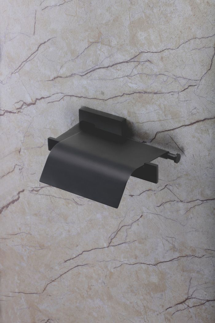 PAPER HOLDER WITH FLAP RAVEN BLACK Brass Toilet Paper Holder-image-14
