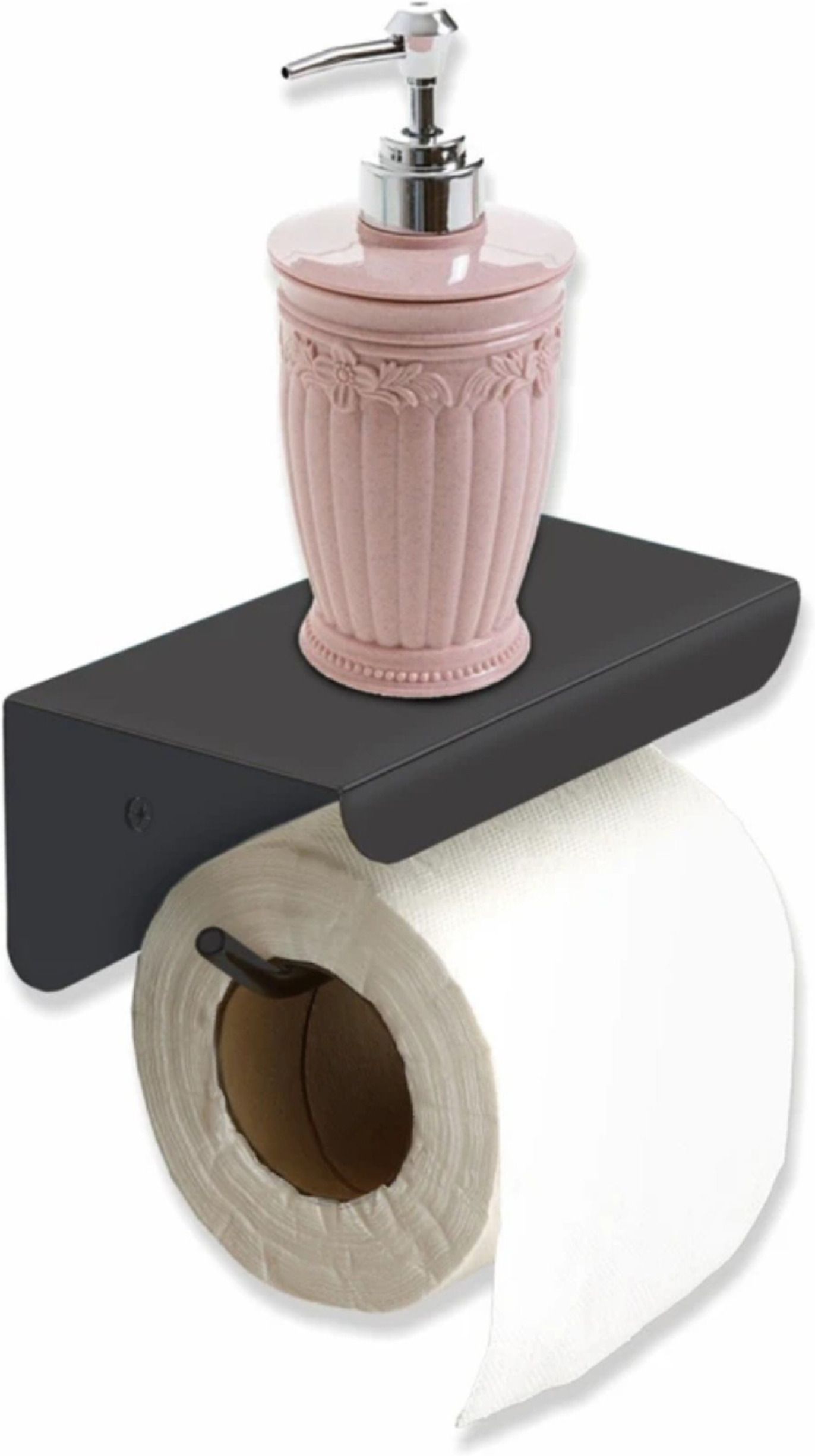 Premium Matte Black Bathroom Tissue Roll Holder With Storage Shelf Iron Toilet Paper Holder-image-35