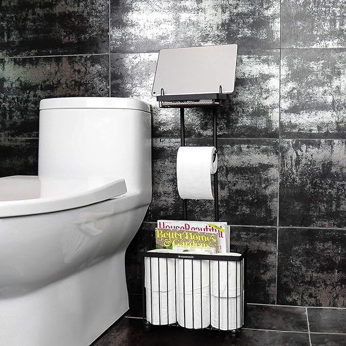 indian decor 38563 Freestanding Toilet Paper Holder Toilet Tissue Rack Scroll Stand Iron Toilet Paper Holder-picture-9