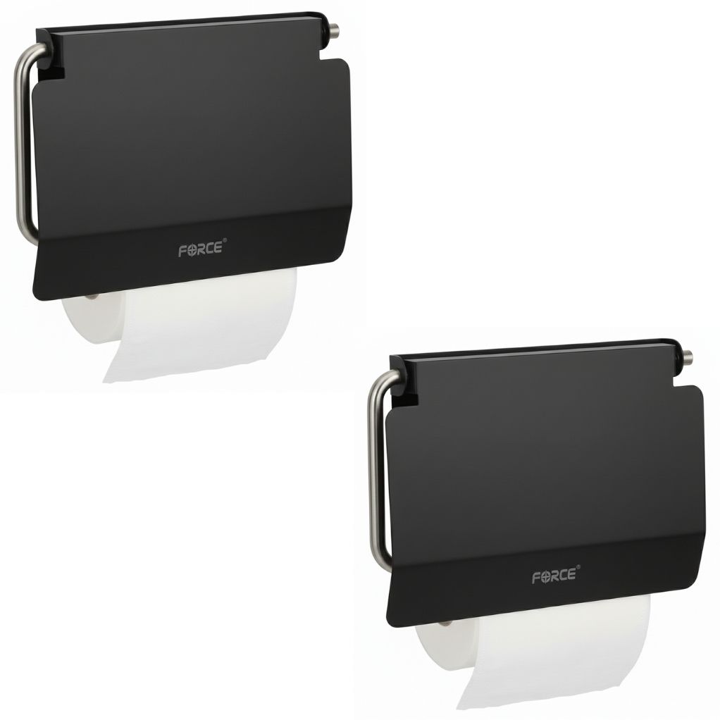 Toilet Paper Roll Holder for Bathroom Pack Of 2(Black) Stainless Steel Toilet Paper Holder-image-30