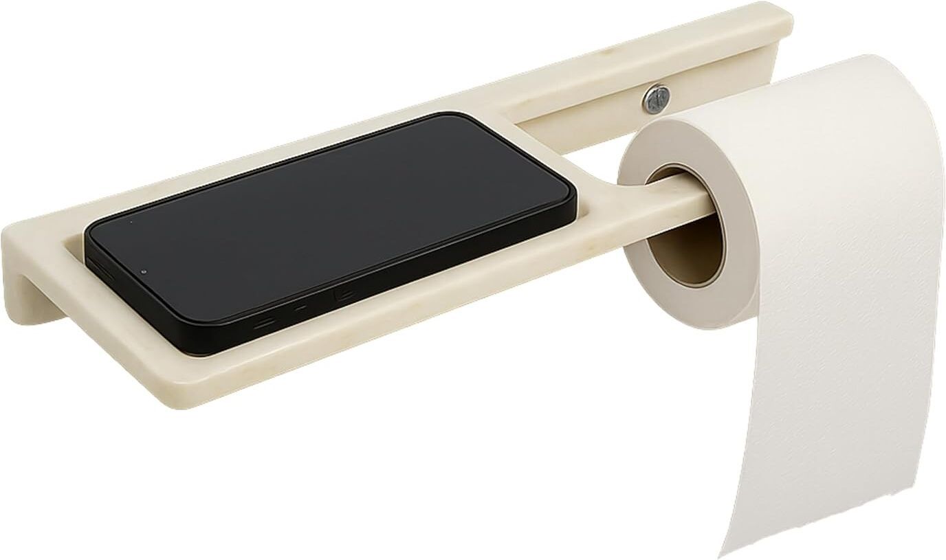 Classic Ceramic Unbreakable Wall Mounted Toilet Paper Holder (Ivory) Ceramic Toilet Paper Holder-image-15