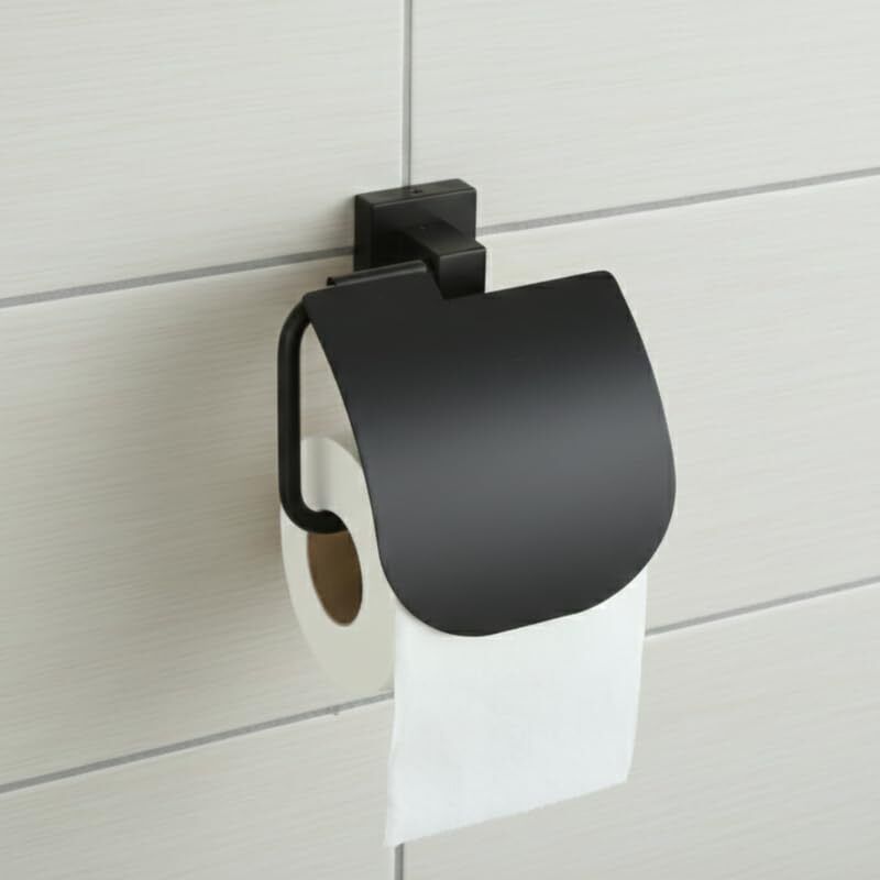 Aqua PVD Black Solid Brass Toilet Paper Holder-image-3