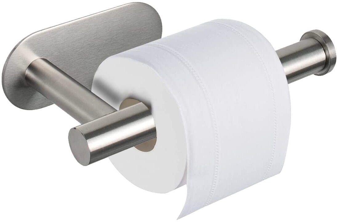 Self Adhesive Stainless Steel Toilet Paper Holder for Bathroom Silver Stainless Steel Toilet Paper Holder-image-8