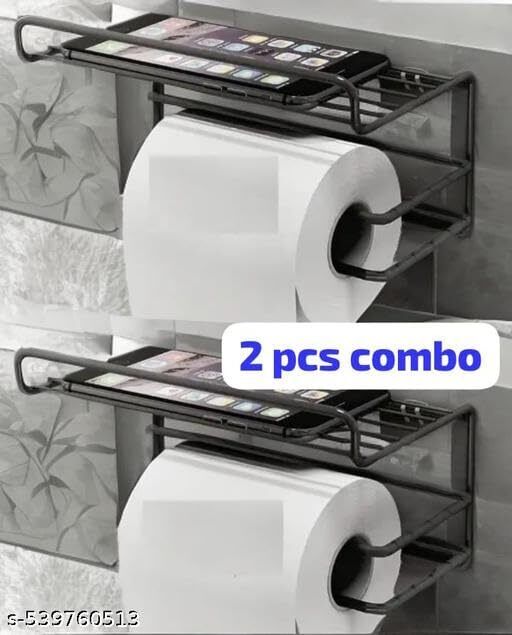jukol Wall Mount Toilet Paper Holder with Mobile Shelf | No Drill Rack(2 Pcs) Stainless Steel Toilet Paper Holder-picture-8
