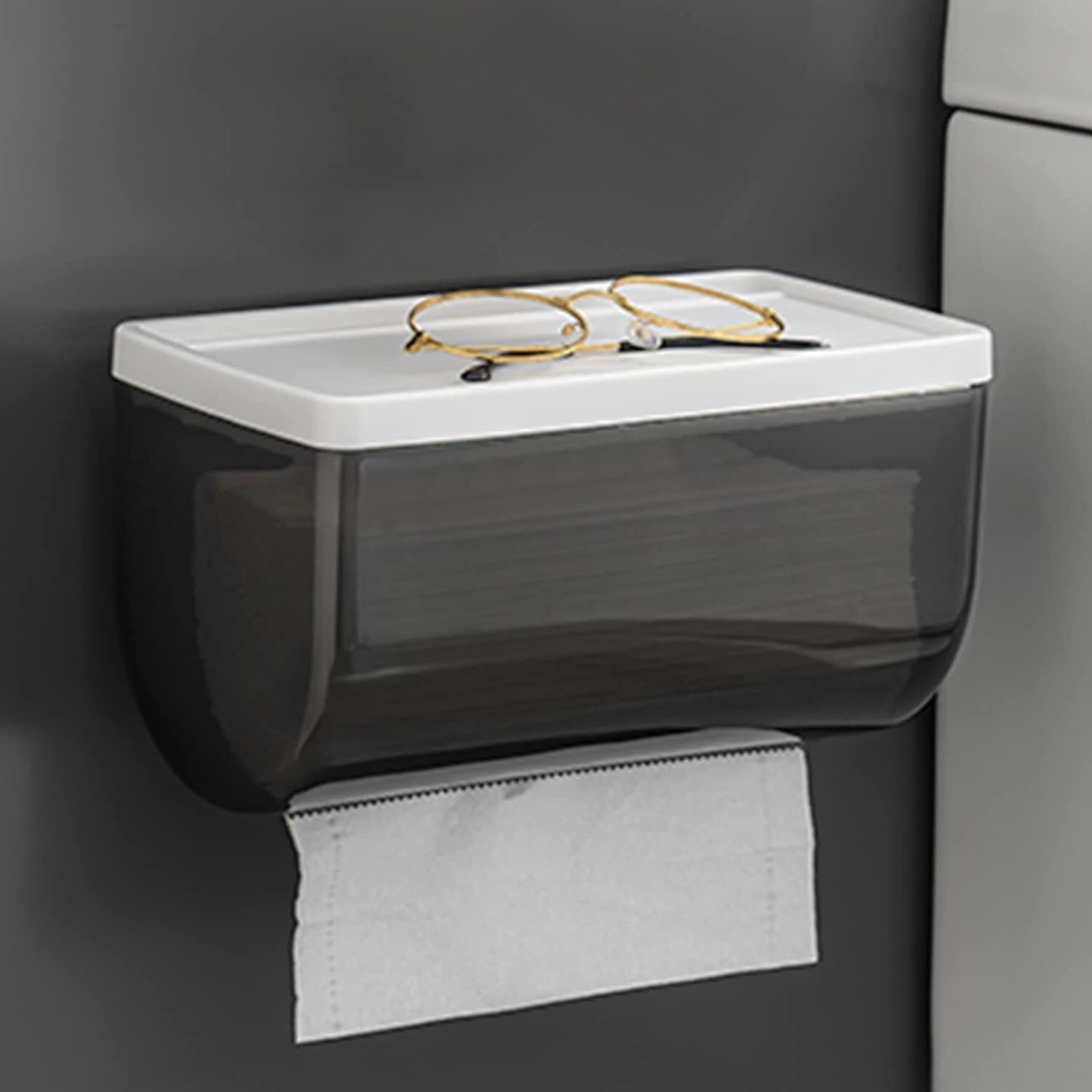 Magic Sticker Series Tissue Roll Holder | 100% Waterproof with Storage Rack Plastic Toilet Paper Holder-image-43