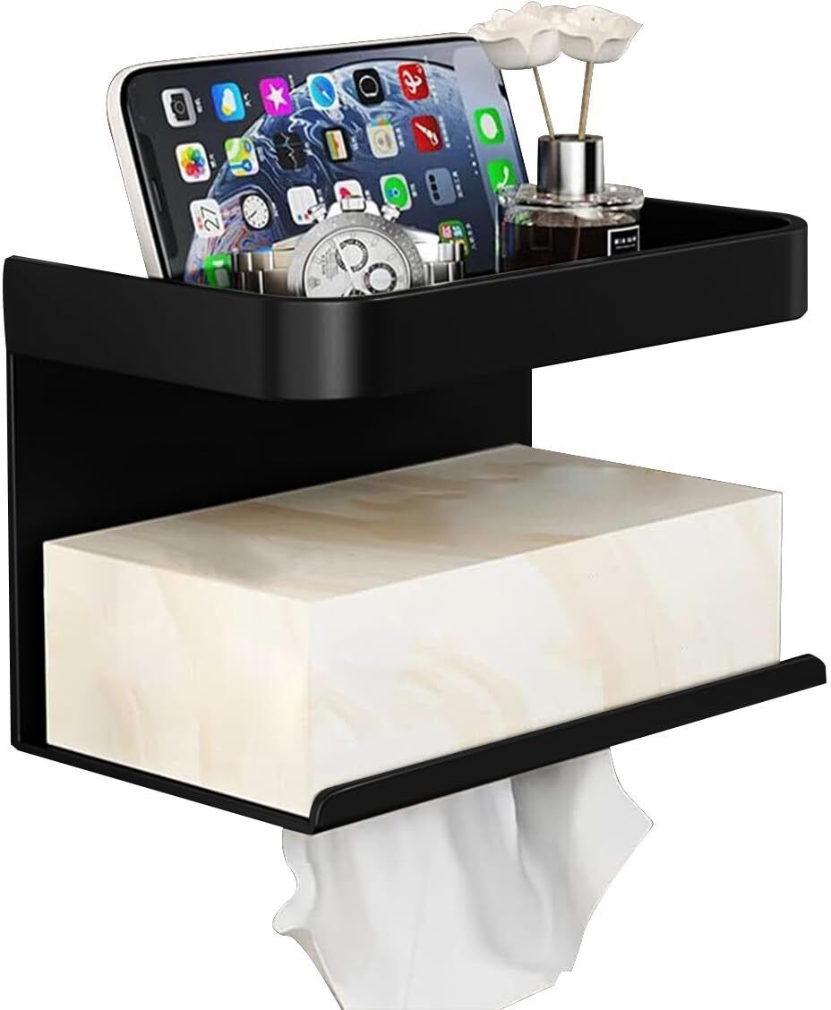 Bathroom Toilet Paper Holder with Utility Shelf Wall Mounted Tissue Rack Plasti Plastic Toilet Paper Holder-image-35