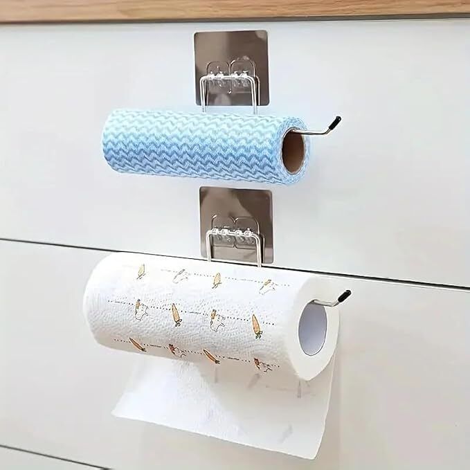 Self Adhesive Tissue Paper Stand Towel Hanger Rack Kitchen Bathroom Steel Toilet Paper Holder