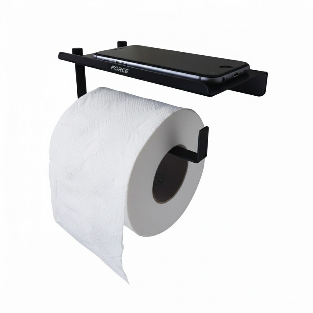 Toilet Paper Holder With Stand (Black) Stainless Steel Toilet Paper Holder-image-15
