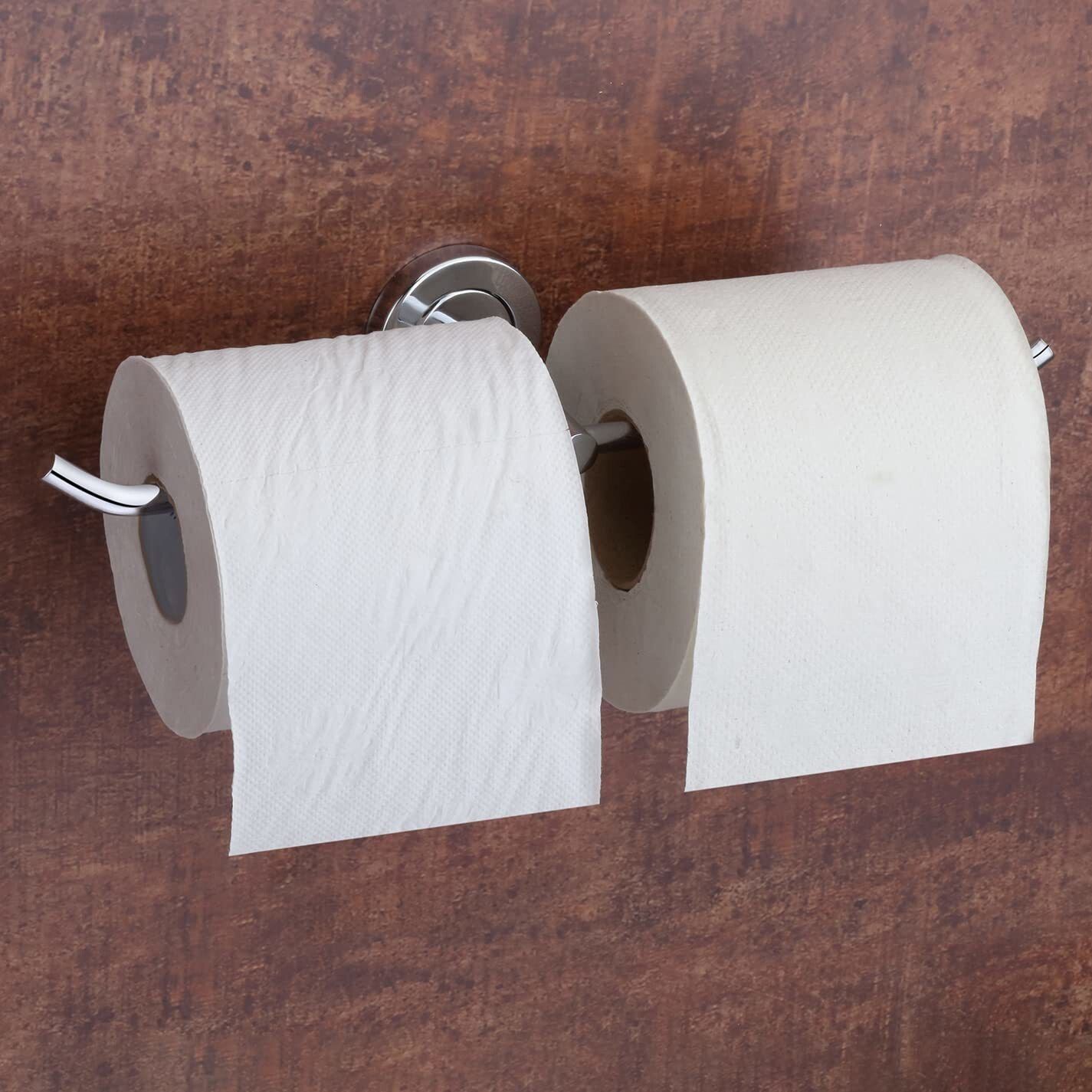 Stainless Steel double toilet/tissue paper holder for washroom/kitchen -(Chrome) Stainless Steel Toilet Paper Holder