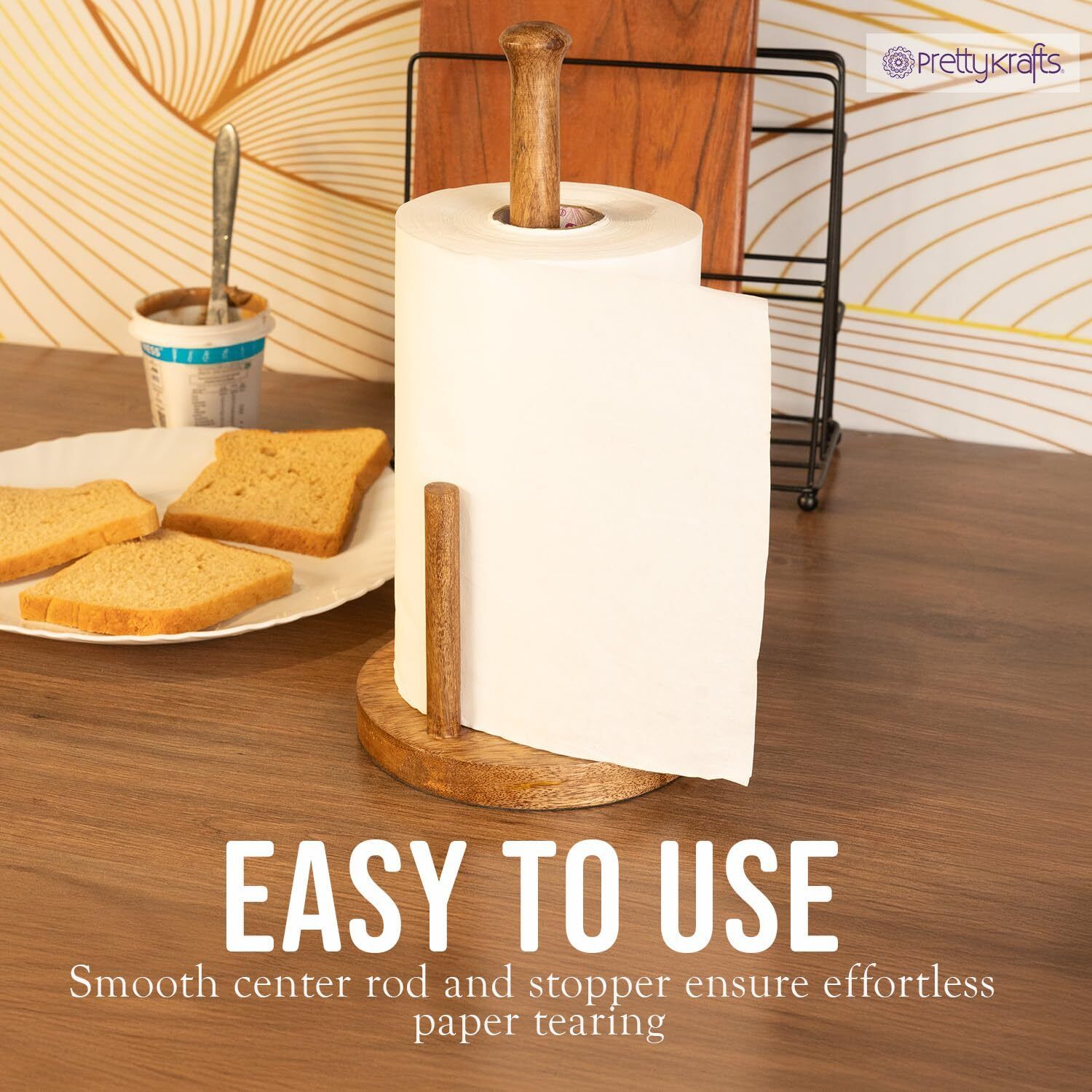 Wooden Napkin Holder | Kitchen Tissue Roll Holder Stand Bamboo Toilet Paper Holder-image-19