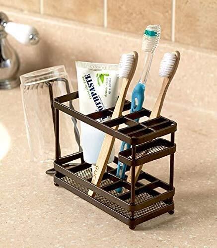 indian decor 281531 Black Metal Bathroom Countertop Organizer Tooth Brush Holder Iron Toilet Paper Holder-picture-22