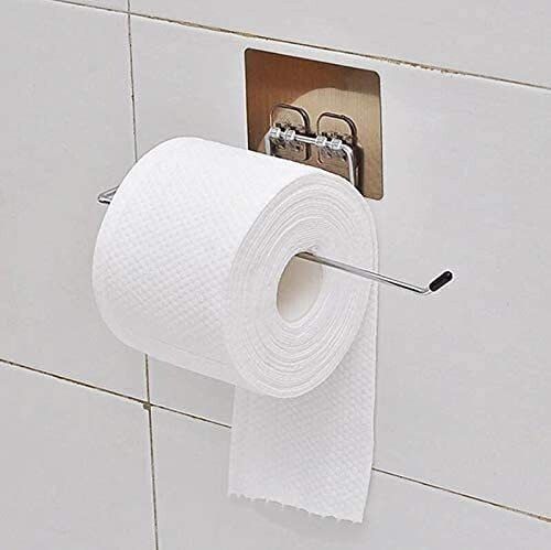 Self Adhesive Stainless Steel Wall Mount Sticker Towel Holder Kitchen Napkin Ring Toilet Paper Roll Holder Tissue Paper Holder Towel Bar Rod Hanging Towel Rack for Kitchen Bathroom Stainless Steel Toilet Paper Holder-image-16