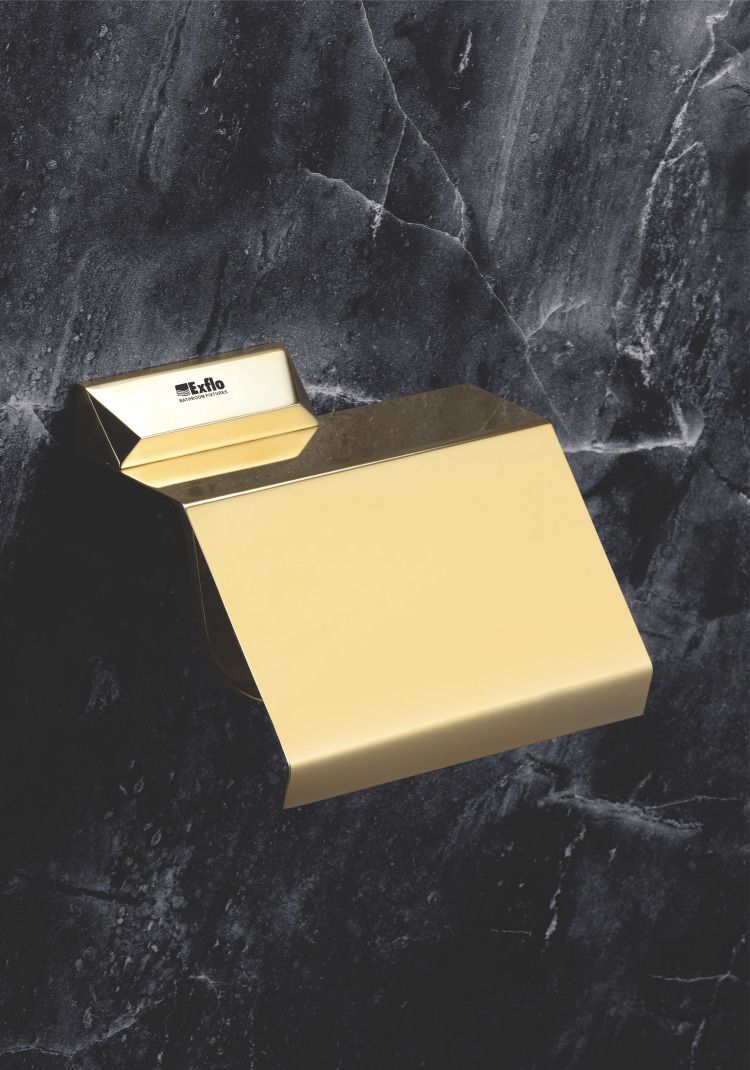 PAPER HOLDER WITH FLAP STERIA SUN GOLD Brass Toilet Paper Holder-image-12