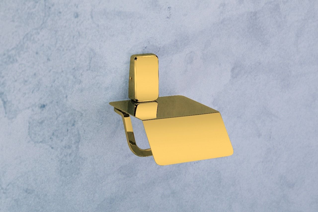 Fortte Gold Bathroom Paper Holder with Flap Stainless Steel Toilet Paper Holder-image-29