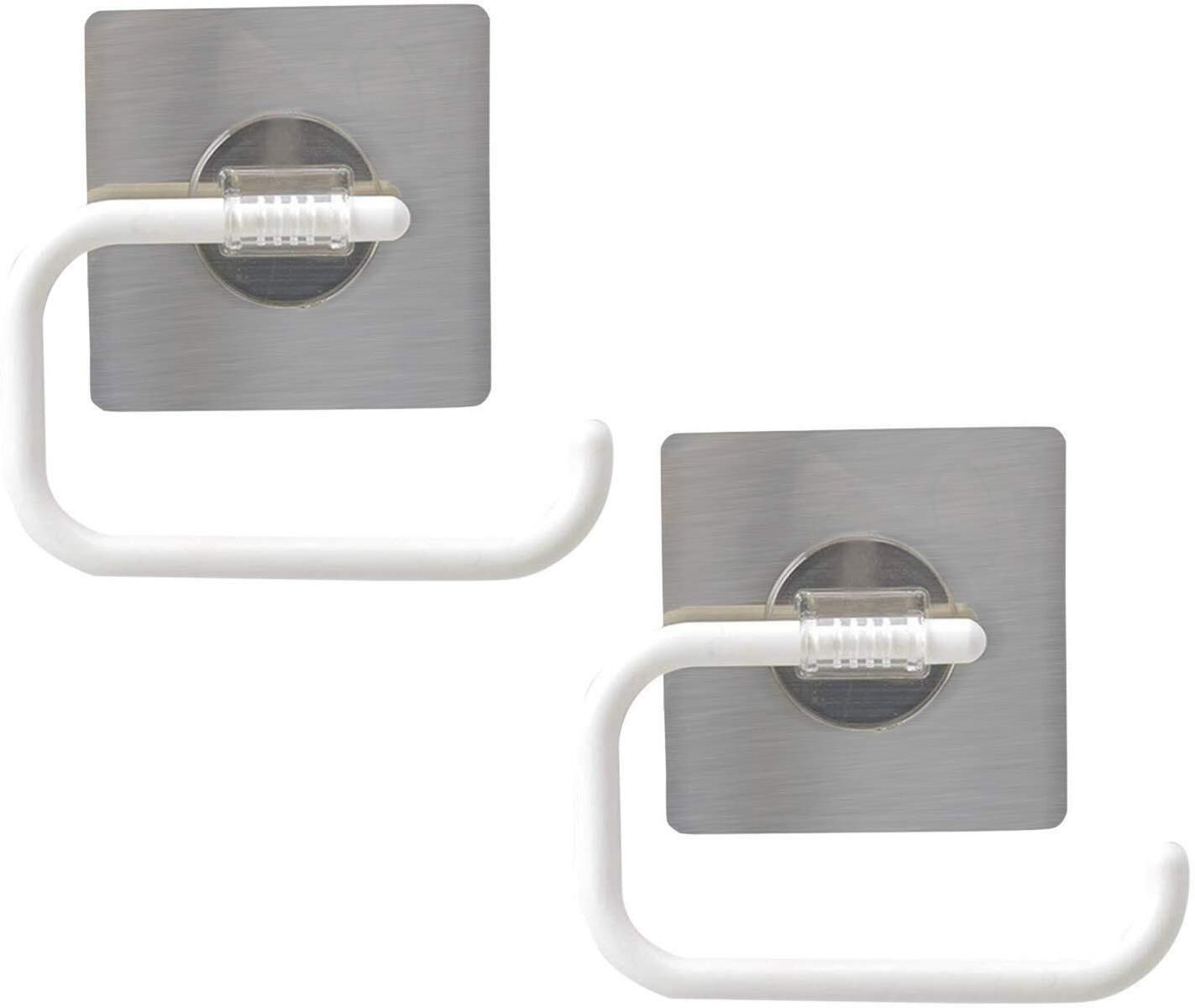 hokipo Magic Sticker Series Self Adhesive Kitchen/Bathroom Pack of 2 Plastic Toilet Paper Holder-picture-0