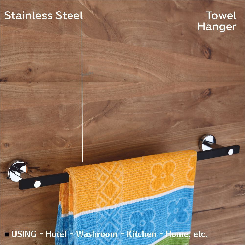1 Bar Towel Rack | 24 Inch Towel Rod in Matte Black for Bathroom & Kitchen Stainless Steel Toilet Paper Holder-image-6