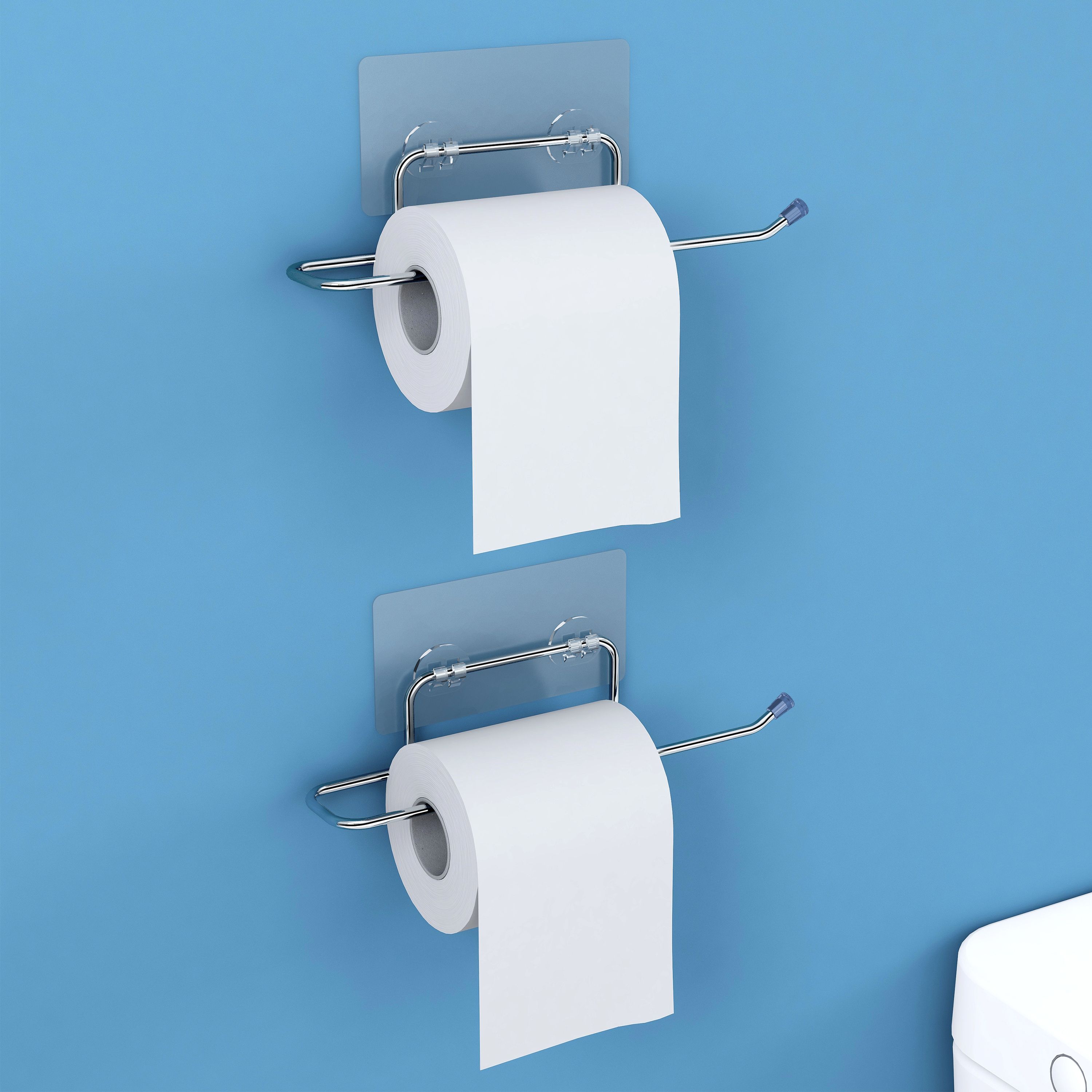 Self Adhesive Toilet Paper Holder/Tissue Paper Roll Holder for Bathroom-Pack 2 Stainless Steel Toilet Paper Holder