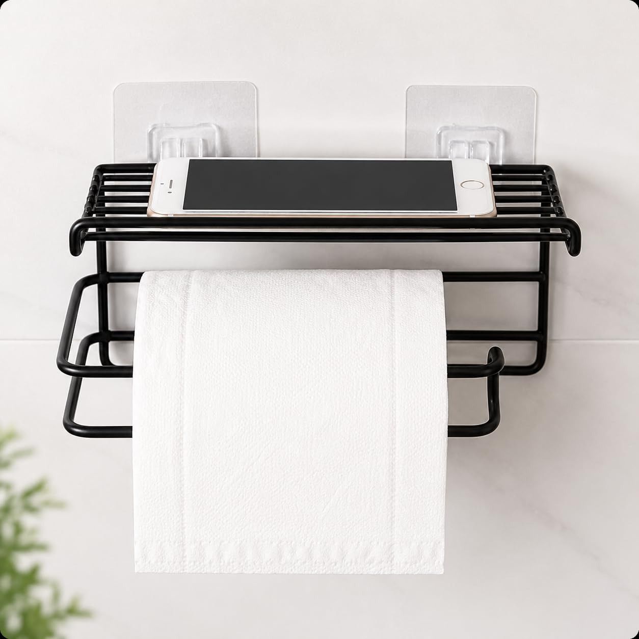 self adhesive bathroom shelf with mobile stand and towel tissue paper holder Stainless Steel Toilet Paper Holder-image-28