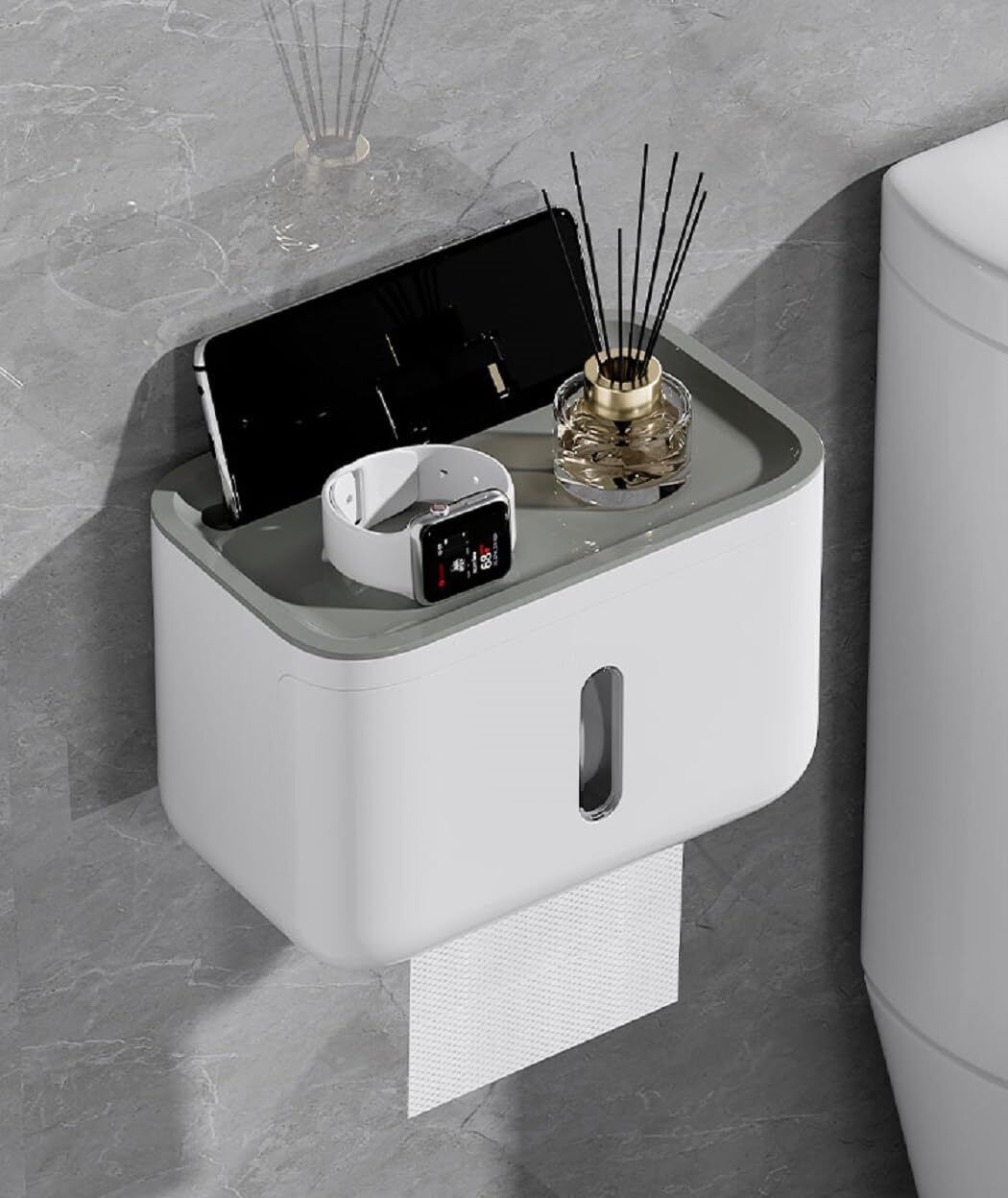 Self Adhesive Wall Mounted Toilet Paper Holder for Bathroom with Mobile Stand, Plastic Toilet Paper Holder-image-28