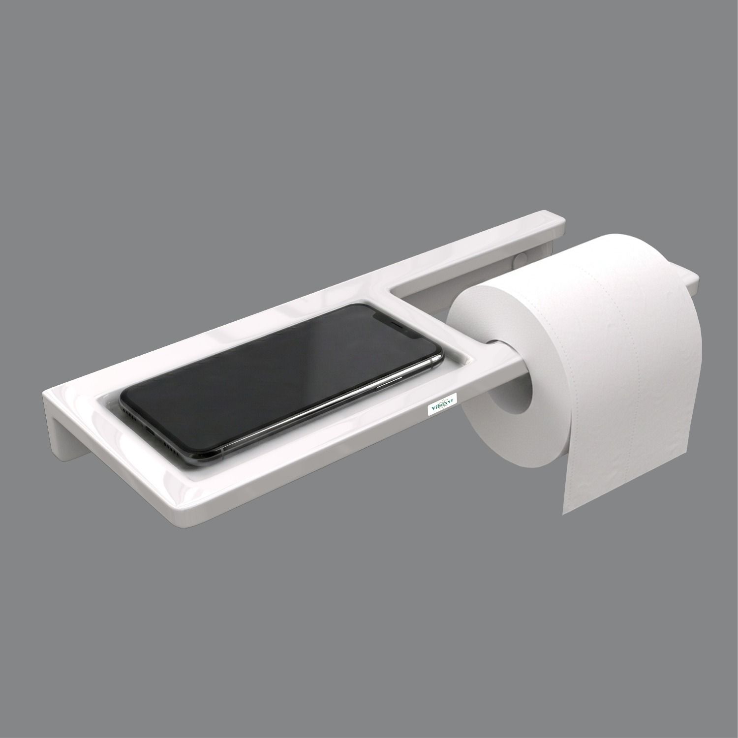 Ceramic Wall Mounted Tissue Paper Holder With Shelf White Ceramic Toilet Paper Holder-image-9