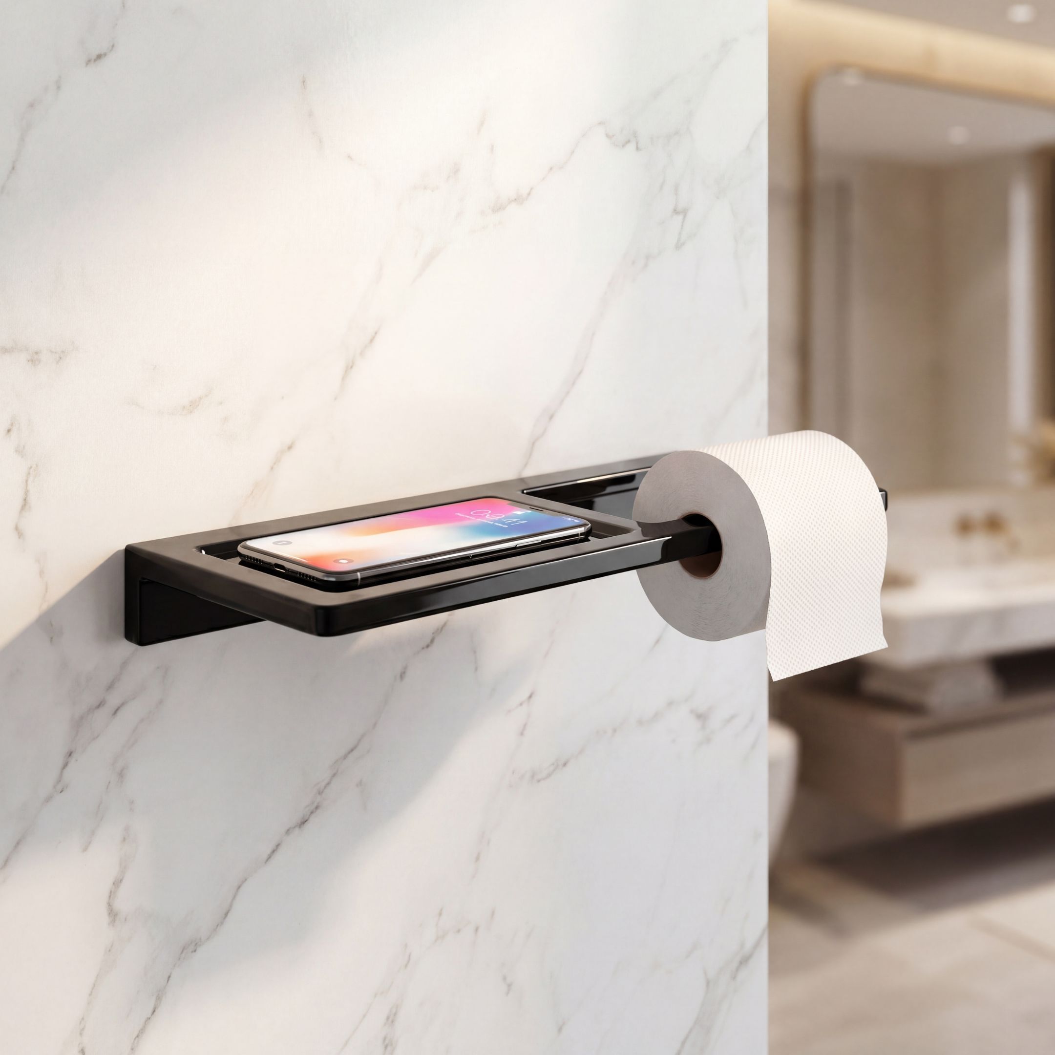 Rust & Fade Proof Tissue Paper Roll Holder With Mobile Stand, Lifetime Warranty, Ceramic Toilet Paper Holder-image-36