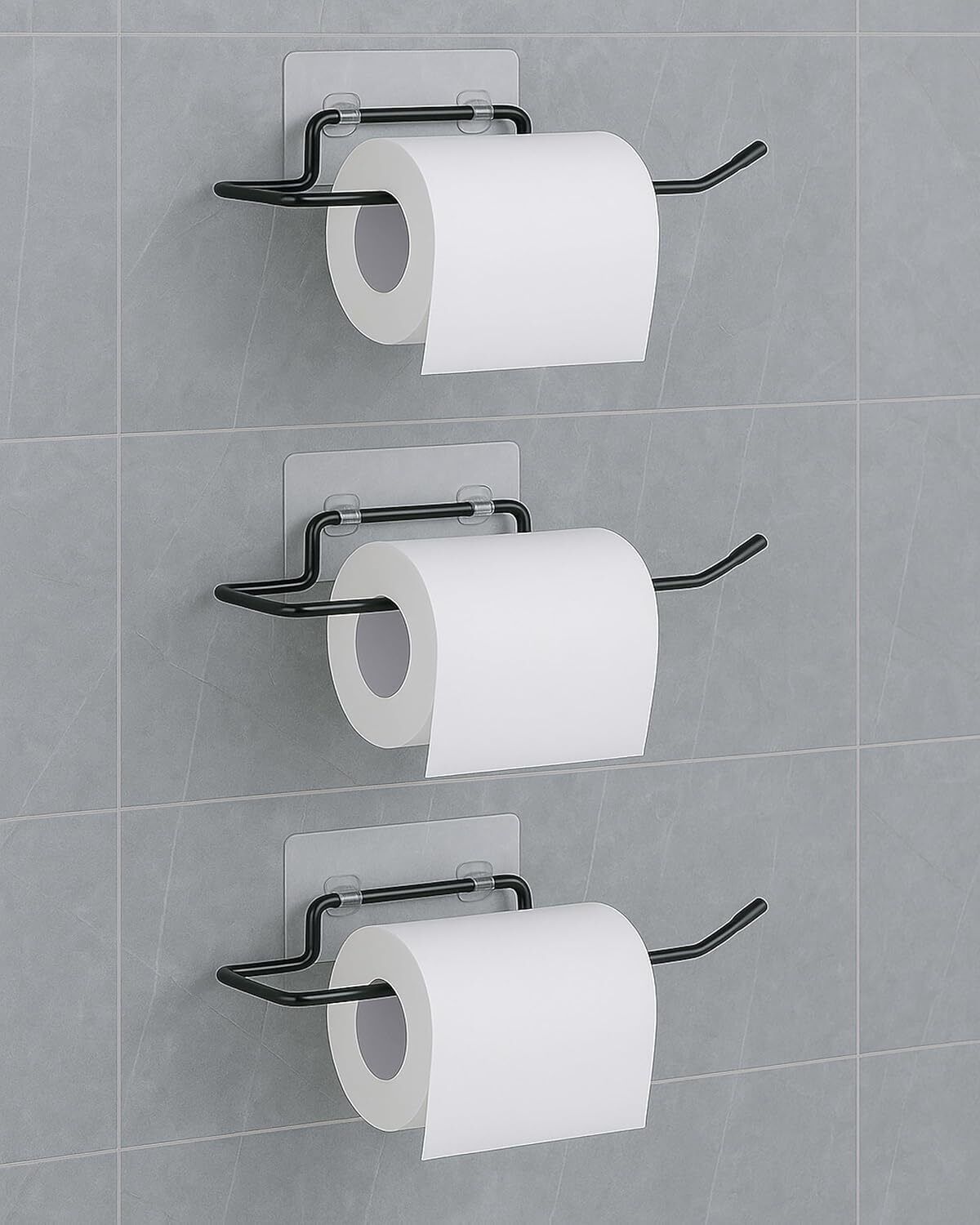3pcs Self Adhesive Toilet Paper Holder GI Steel Tissue Roll Holder Stainless Steel Toilet Paper Holder-image-4
