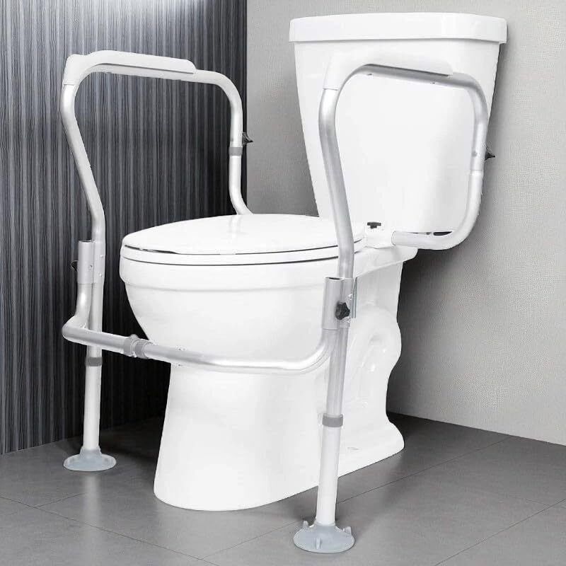Aluminium Toilet Safety Frame, Height & Width Adjustable - Fits Most Toilet Seat Attach to Toilet Safety Frames for Toilet