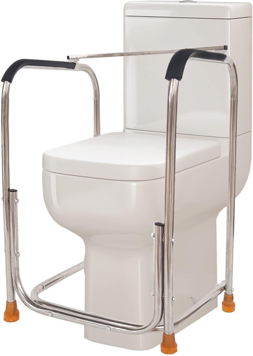 Stainless Steel Toilet Safety Frame for Elder with Anti-Slip Feet & Handles Stand Alone Safety Frames for Toilet