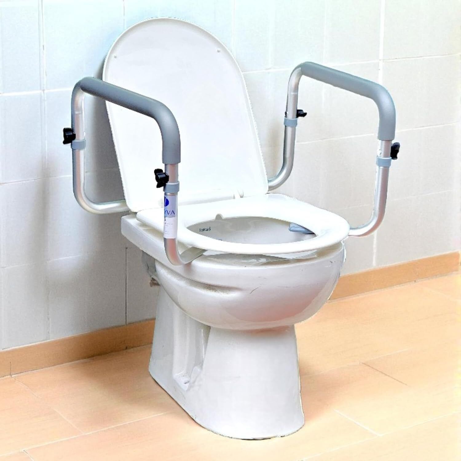 Toilet Safety Rail – Commode-Mounted, Rustproof Frame with Soft Padded Handles Attach to Toilet Safety Frames for Toilet
