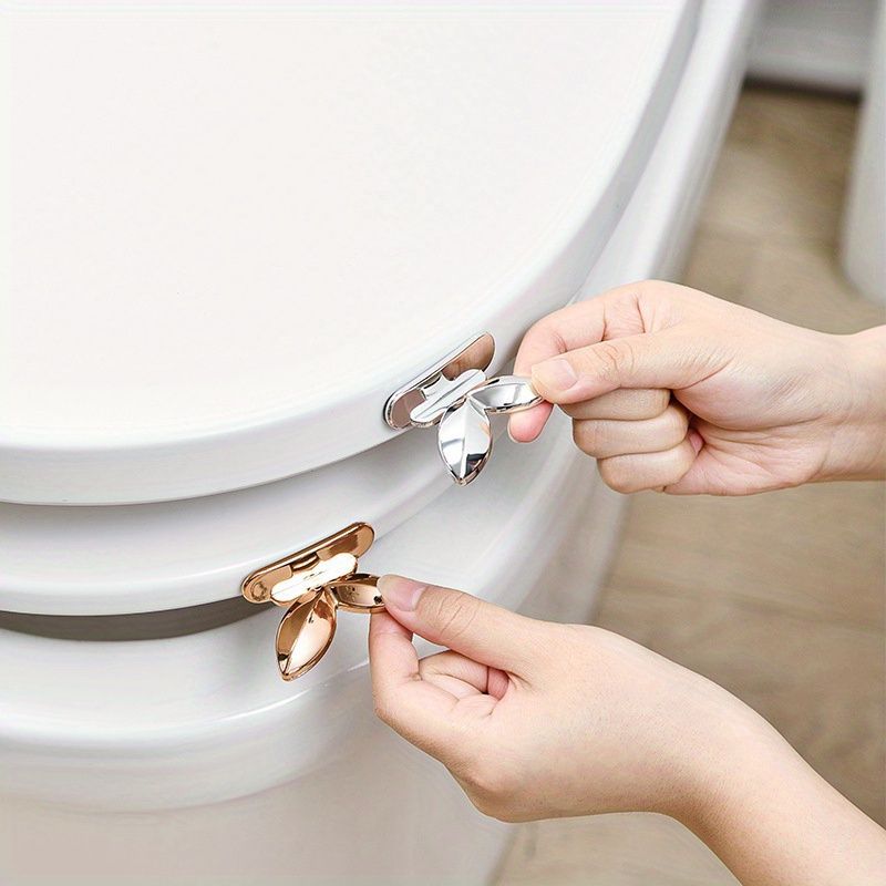 2Pc Toilet Lid Puller, Hand-Free Cleaning Lifter, Durable Handle for Seat Opener Adhesive Fit Toilet Seat Lid Lock