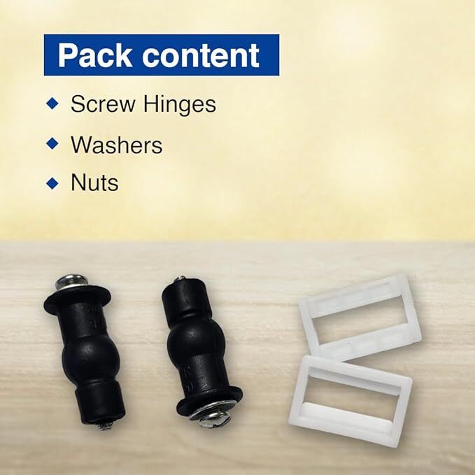 Seat Cover Hinges, Washer & Nuts Set, Durable Finish 50mm (Pack of 1) Clamp Fit Toilet Seat Lid Lock