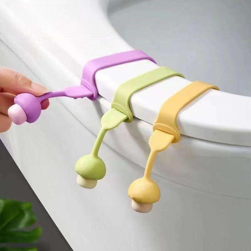 Silicone Toilet Lid Lifter Handle, Avoid Touch Mushroom Seat Cover Opener Custom Fit Toilet Seat Lid Lock