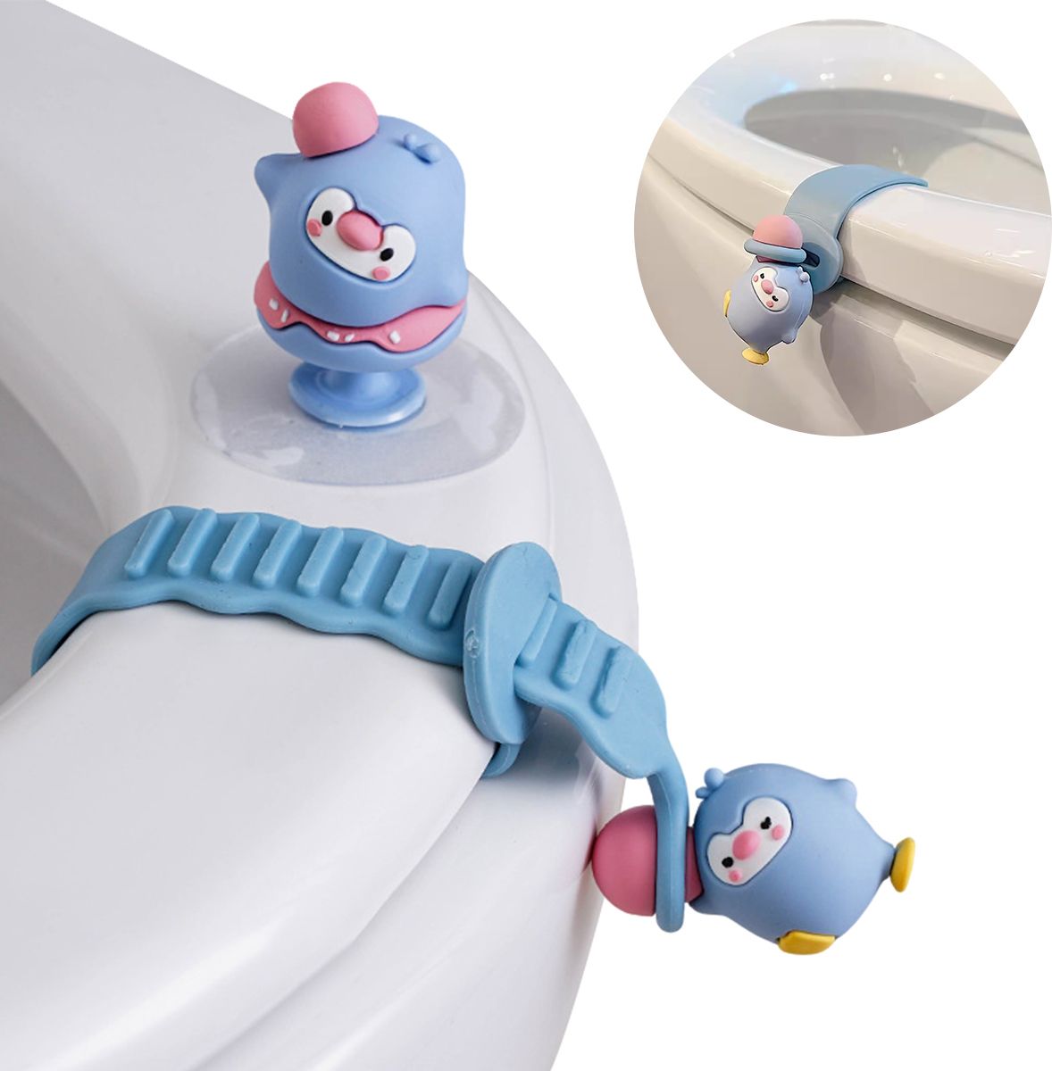 Toilet Seat Lifter Set Cute No Touch Hygienic Grip Handle Adhesive Fit Toilet Seat Lid Lock-image-47