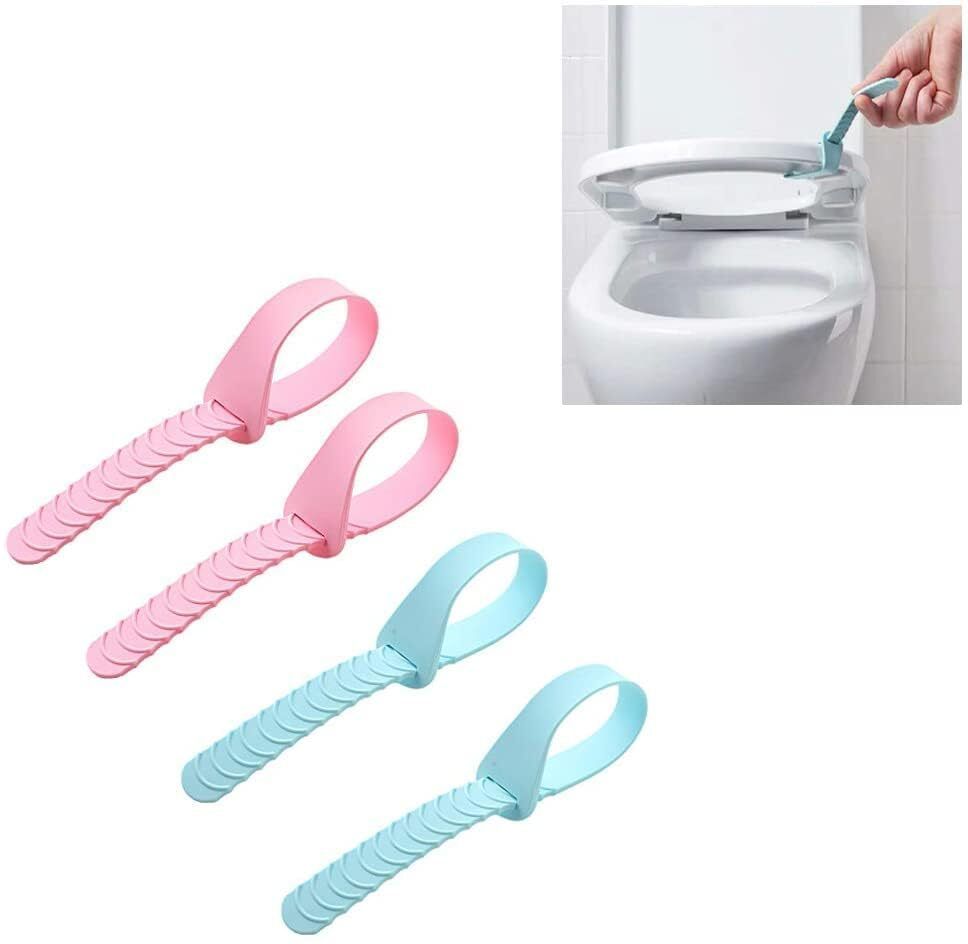 Toilet Seat Lifting Band, Foldable Toilet Cover Seat Lid Lifter Handle Bathroom Accessories, Self-Adhesive Toilet Seat Lifter Lid Handle (Pack of 4 Pcs) Custom Fit Toilet Seat Lid Lock