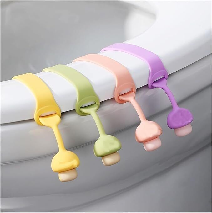 4pc Toilet Seat Lid Lifting Band, Silicone Toilet Seat Lifter Belt Clamp Fit Toilet Seat Lid Lock