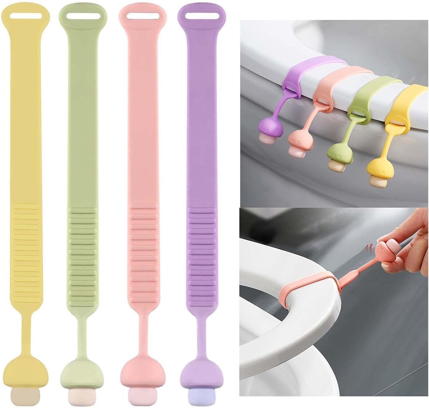 4 Pcs Toilet Seat Lifter – Hygienic, Washable & Easy-to-Use Bathroom Accessory Custom Fit Toilet Seat Lid Lock-image-31