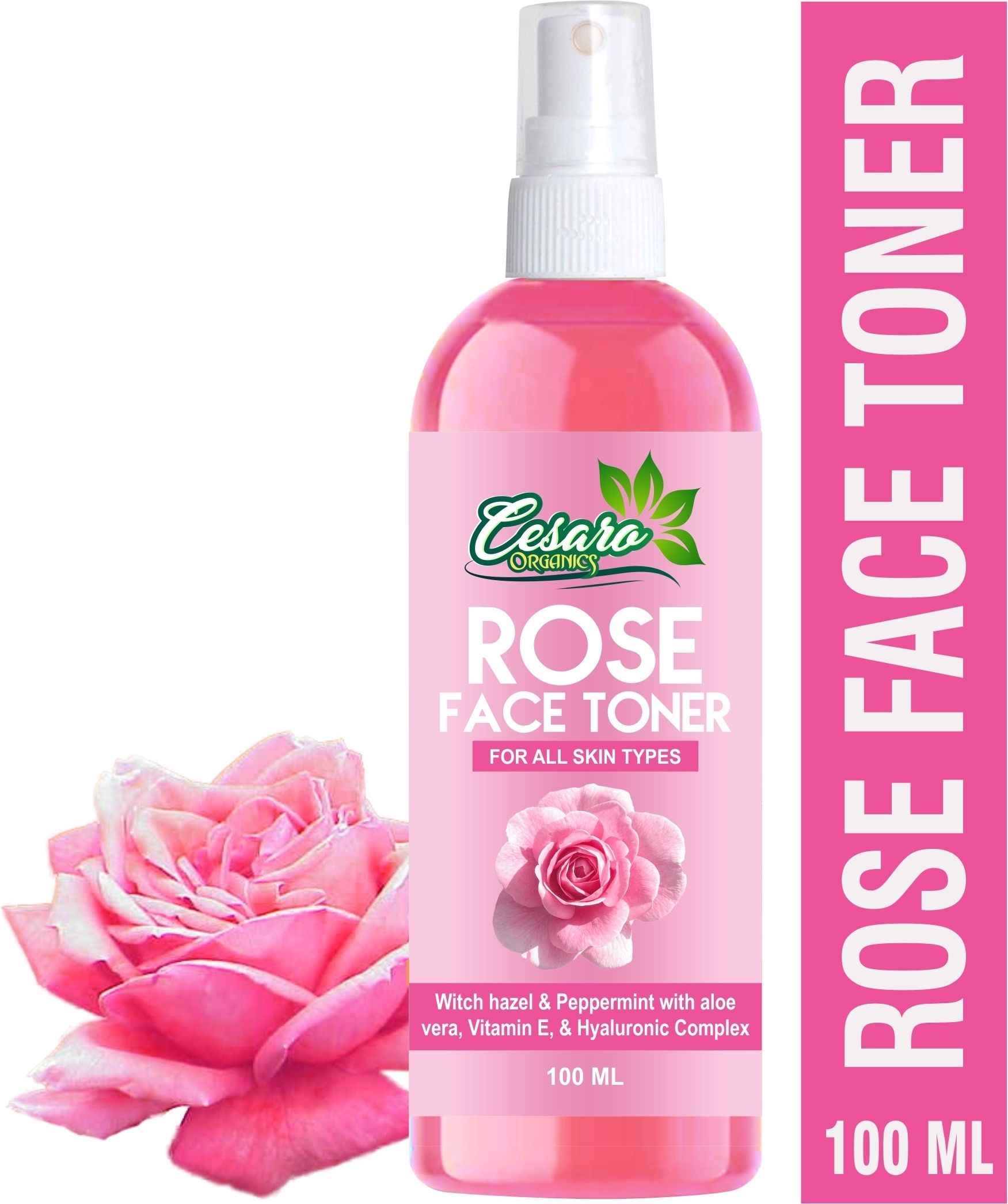 Rose Face Toner for Refreshing & Hydrating with Hazel & Peppermint Men & Women-image-3